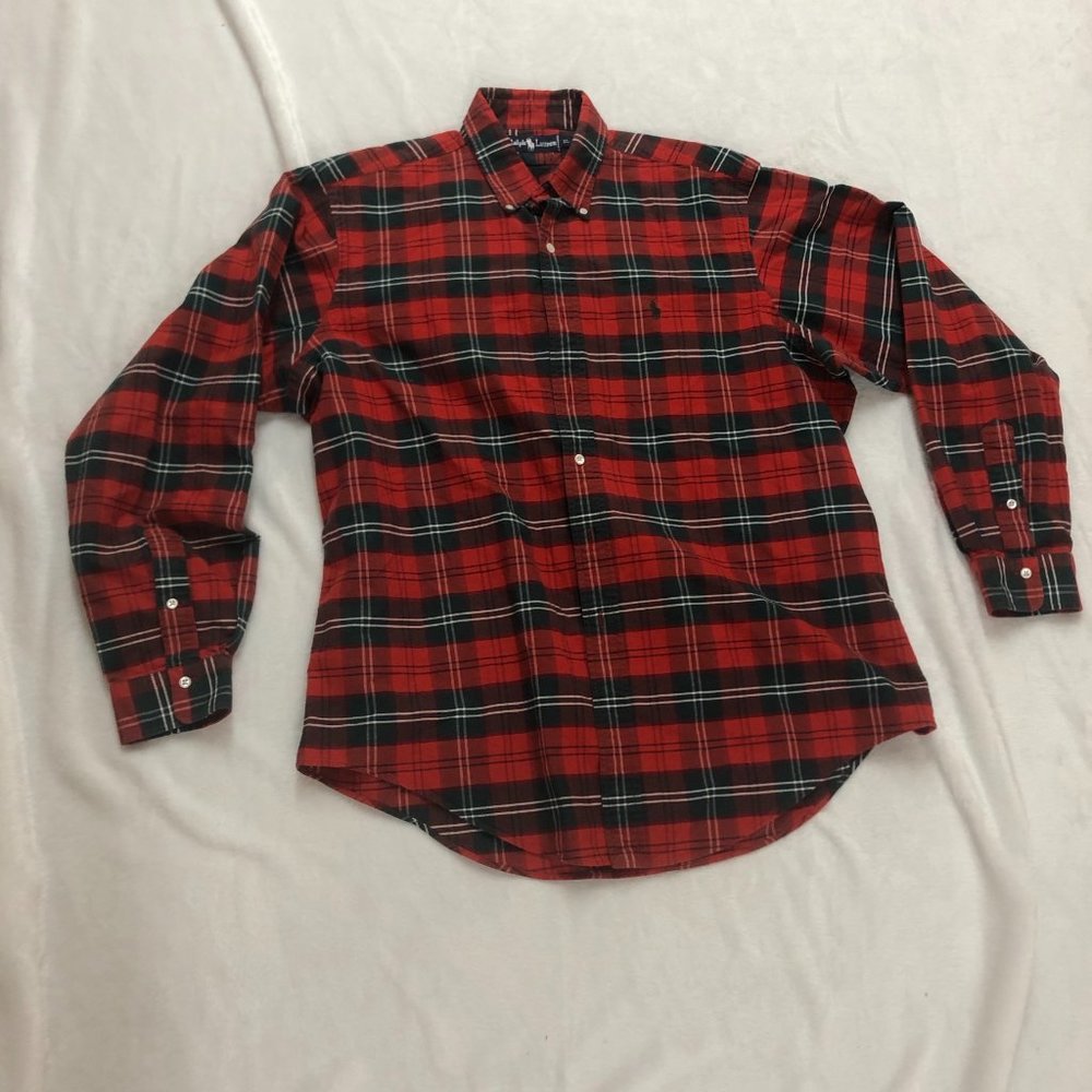 Polo Ralph Lauren Shirt Mens XL Button Down Red Plaid Pony Logo.